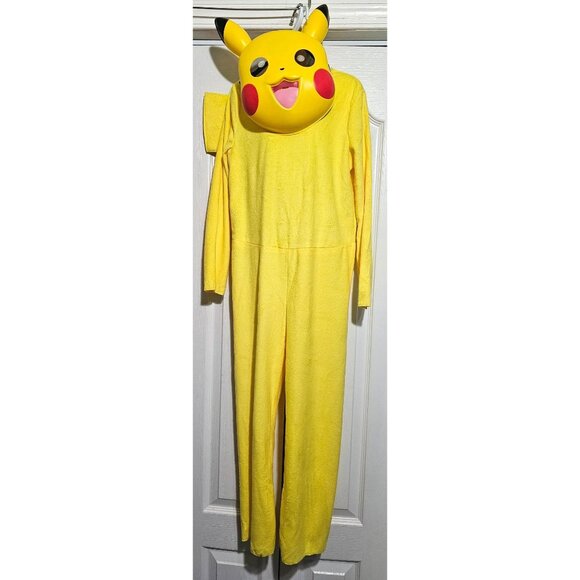 Pokémon Pikachu Classic Costume Attached Tail Mask Halloween Kids Boys 10-12 NEW - Picture 1 of 7